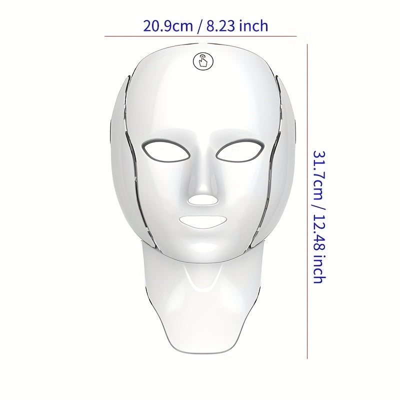 7-Color LED Beauty Facial Mask Device, Skincare Facial Equipment, Facial Skincare Tool, Face and Neck Care Instrument, USB Rechargeable, Gift for Girlfriend, Valentine's Day Gift, Mother's Day Gift