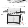 6 Burner Propane Gas Grill with Side Burner Stainless Steel BBQ Grill