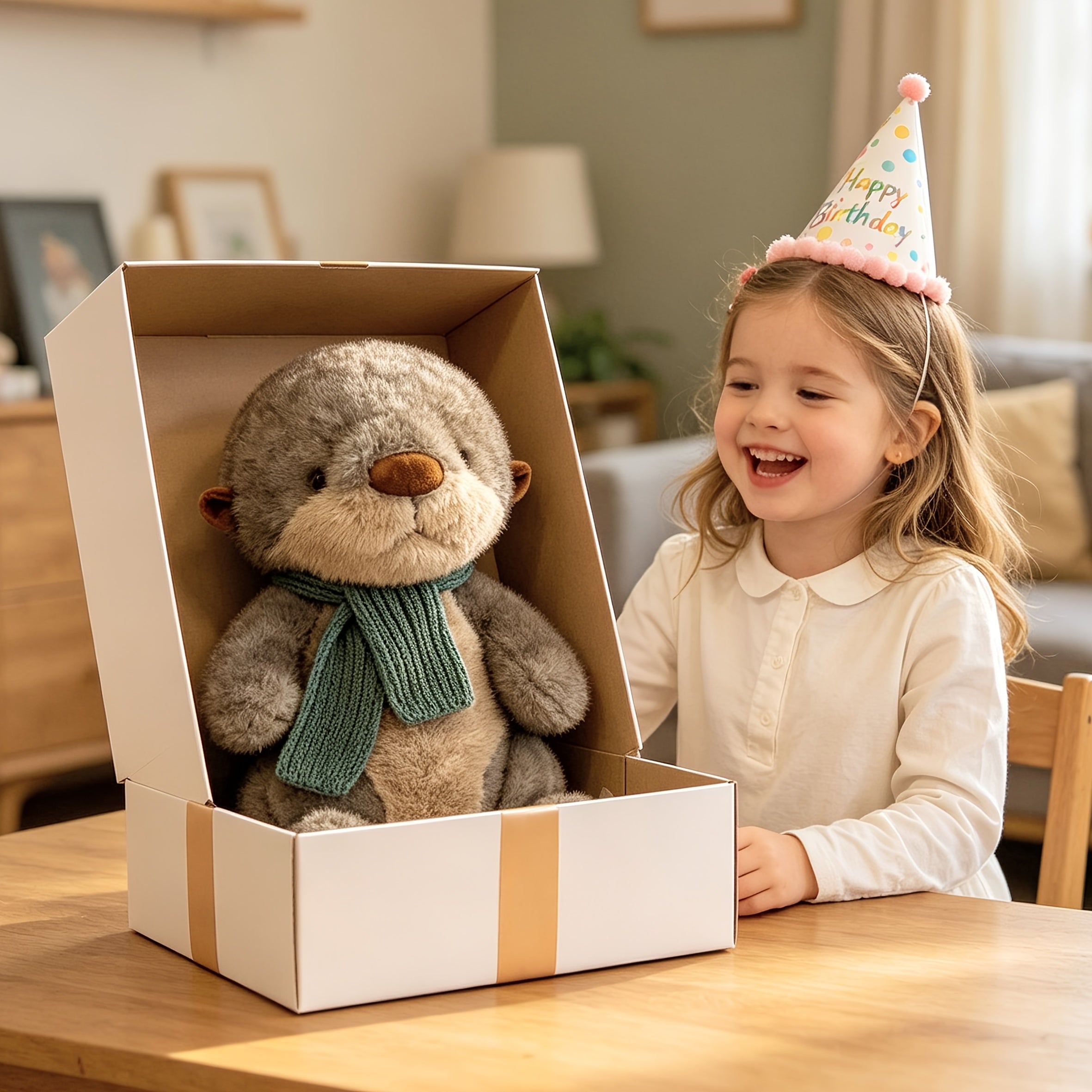 A Large-sized Plush Sea Otter Doll, Wearing A Scarf, With A Cute And Endearing Expression, Soft To The Touch, A Weighted Plush Toy, An Excellent Companion Gift, A Holiday Gift, A Surprising Birthday Gift.