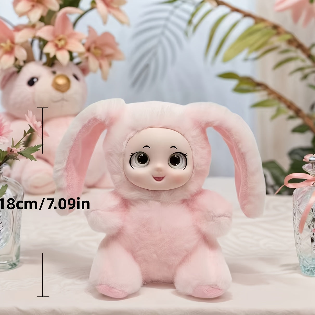 18Cm/7.09In Adorable Plush Toy, Bear/Lamb/Rabbit Optional, with Weighted Granules, Cute Stuffed Animal for Bedside And Desktop Decoration, Perfect Gift for Christmas, Birthday, Etc