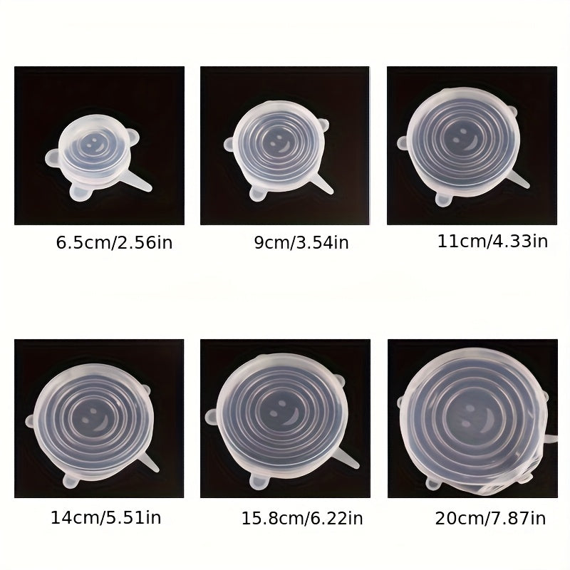 6pcs Set of Silicone Stretchable Round Food Storage LIDS, Durable And Reusable Food Storage LIDS, Suitable for Safe Storage of Bowls, Dishwashers And Refrigerators, Kitchenware Storage LIDS, 6 Different Sizes, Suitable for Most Containers