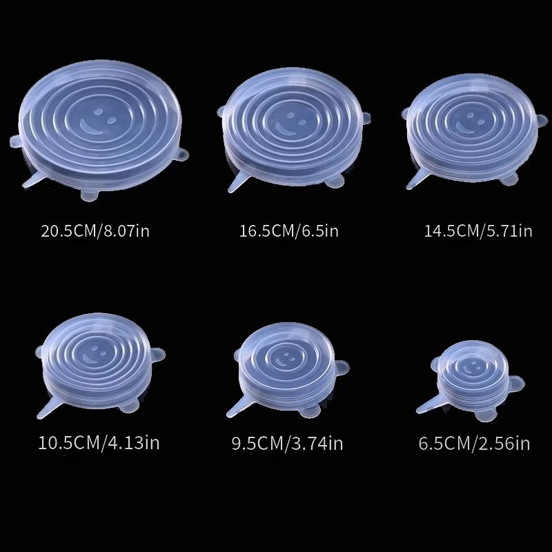 6pcs Silicone Stretch Lids, Reusable Durable Food Storage Lids for Bowls, 6 Different Sizes to Fit Most Containers, Dishwasher And Refrigerator Safe Storage, Kitchen Supplies
