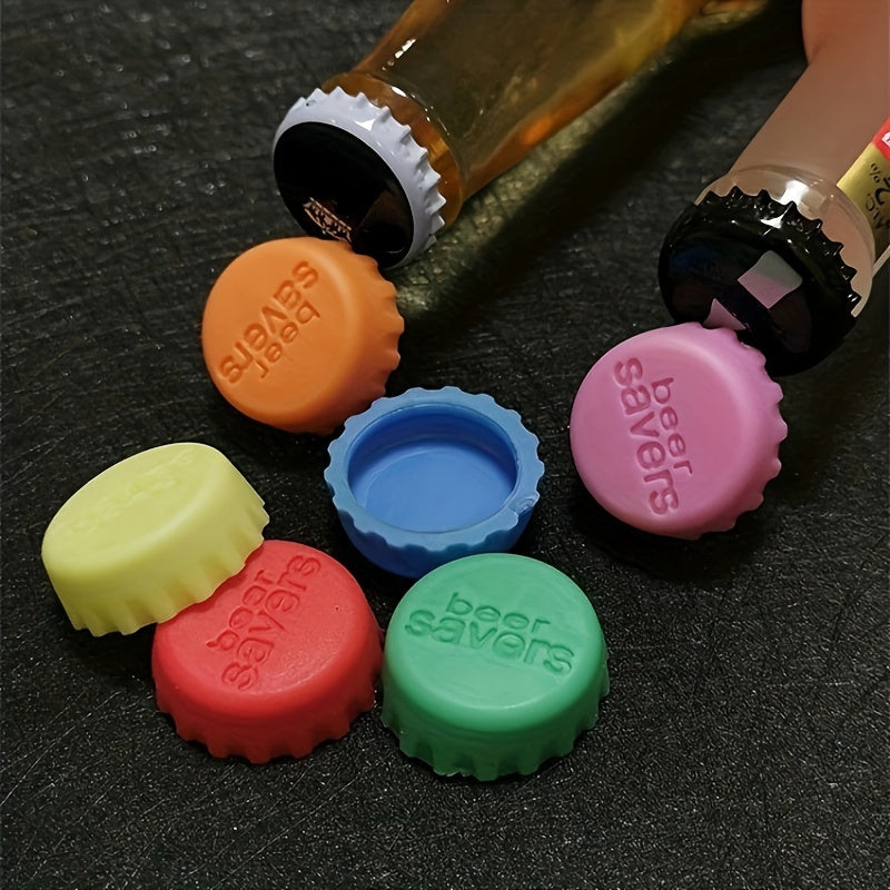 6pcs Set Reusable Silicone Bottle Caps - Airtight Sealer for Beer, Wine, Vinegar & More - Leak-Proof, Durable, Practical & Colorful Storage Solution for Beverages and Kitchen