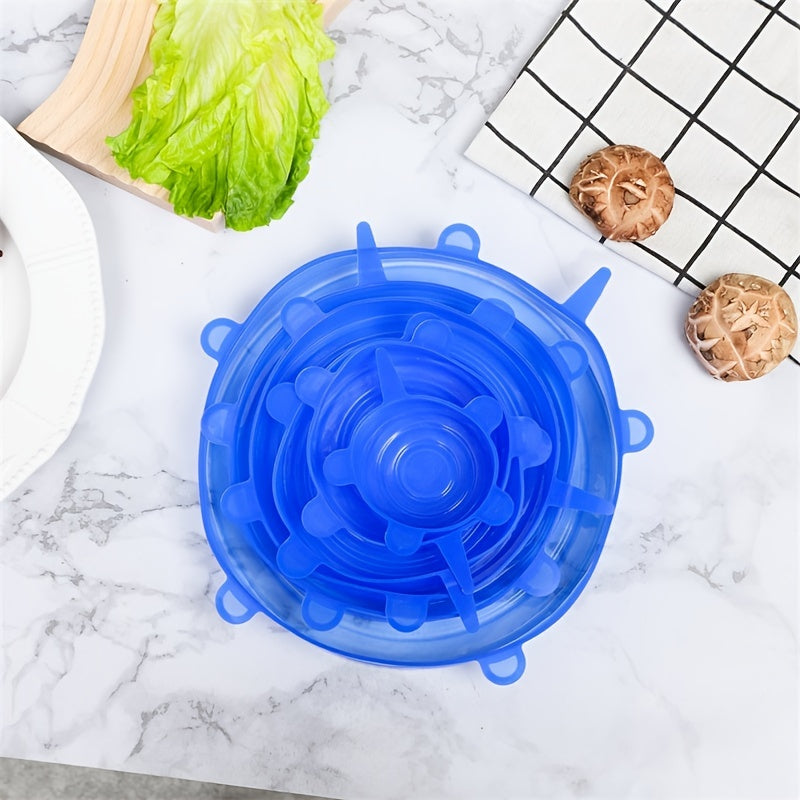 6pcs Set, Silicone Elastic Lids, Universal Silicone Food Storage Bowl and Pot Covers, Silicone Lids, Cooking Kitchen Accessories, Washable Essentials for Home Kitchens