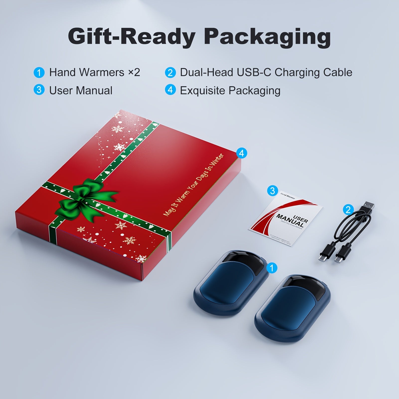2 Pack Rechargeable Hand Warmers, Fast Heating, 3 Adjustable Modes, Portable Magnetic Electric Hand Warmer For 20 Hours Of Warmth, Dual-Sided Pocket Heating -Perfect For Outdoor Activities And Winter Gifts To Women & Men 3200mah