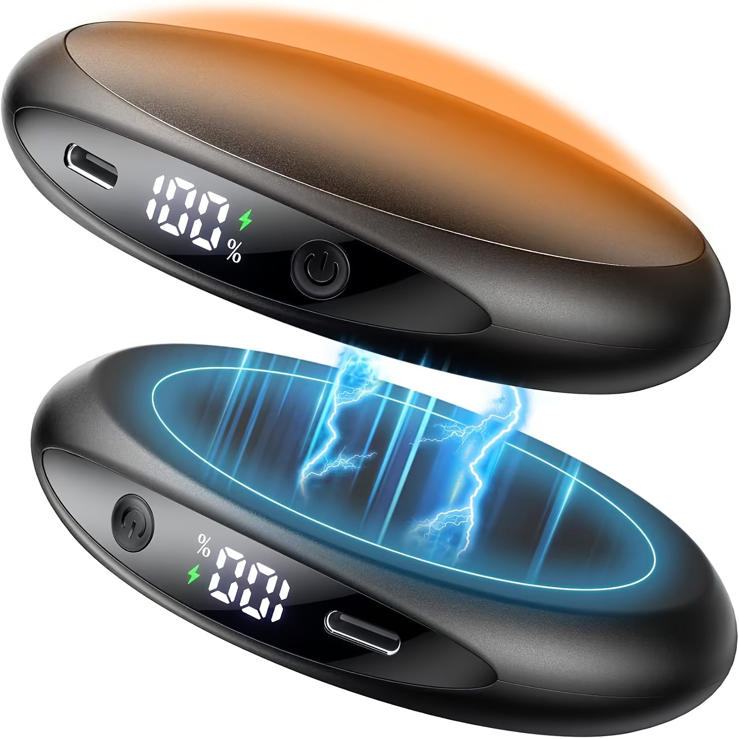 2-In-1 Magnetic Rechargeable Hand Warmer, 2 Pack, with Digital Display, 3 Heating Levels, Pocket-Size Electric Hand Warmer, Portable Pocket Heater Gift, Perfect for Winter Outdoor Sports, Skiing & Camping, Ideal Gift for Thanksgiving & Christmas