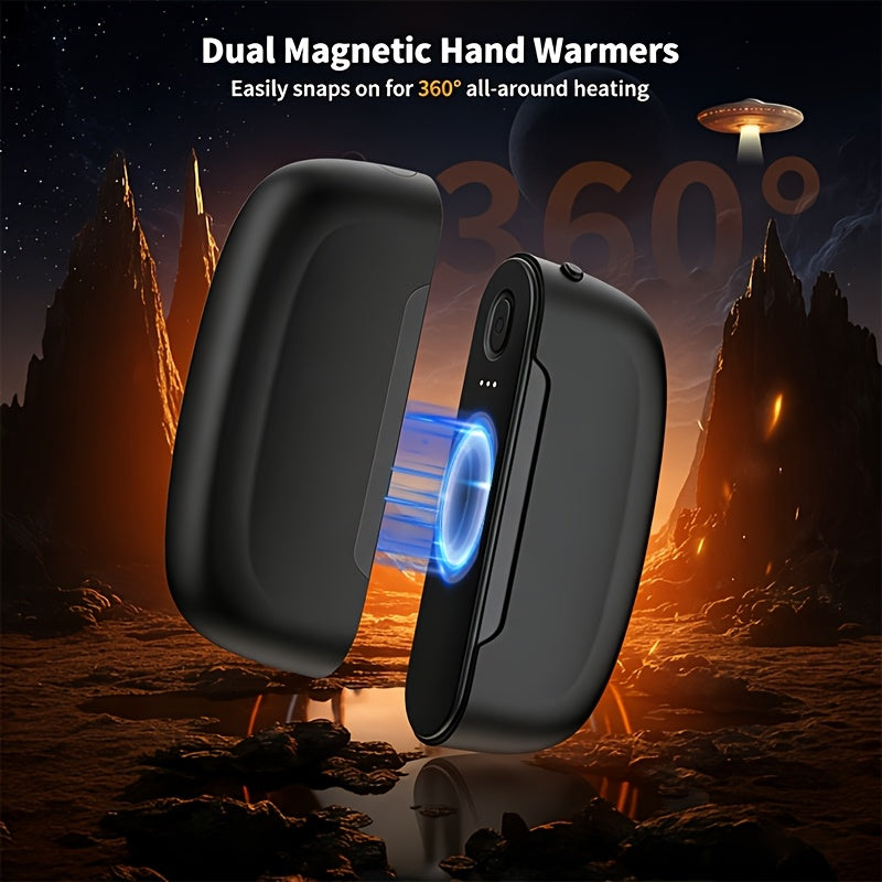 2pcs Magnetic Suction Hand Warmers | Portable and Compact, Intelligent Temperature Control, Ultra Long Battery Life, USB Rechargeable, Easy to Carry, Perfect Gift