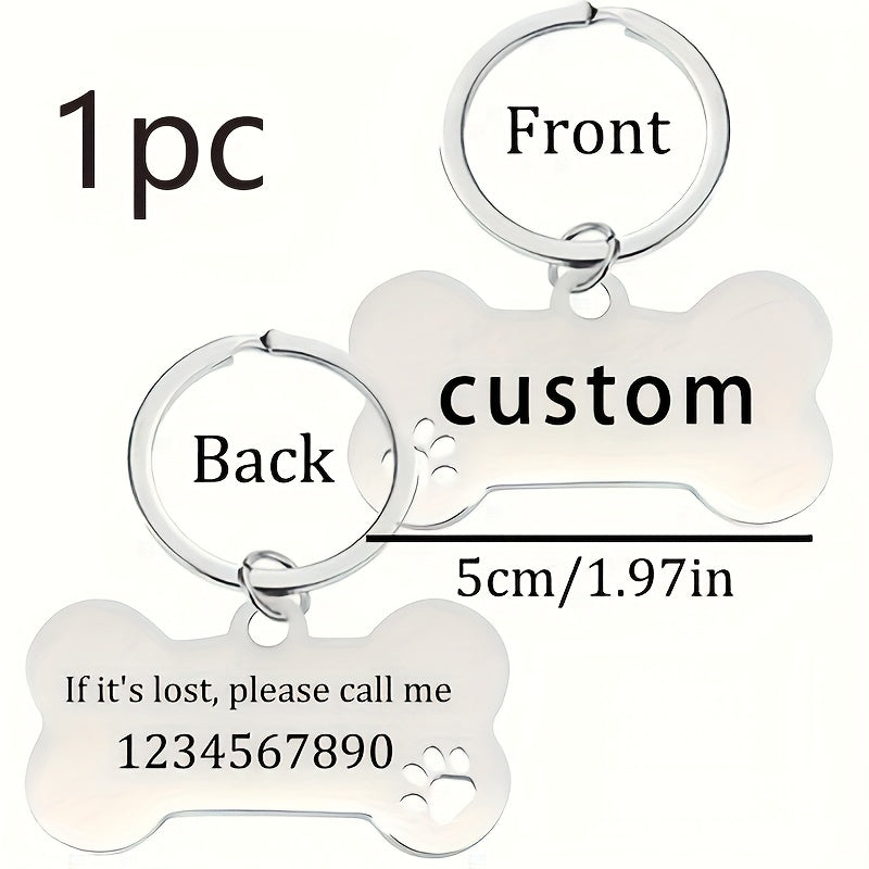 1pc, Custom Stainless Steel Dog Tag Pendant That Can Be Engraved with Your Pet'S Name, Phone Number, And ID. Available in Multiple Colors, This Durable Anti-Loss Pet Tag Is Perfect for Identification