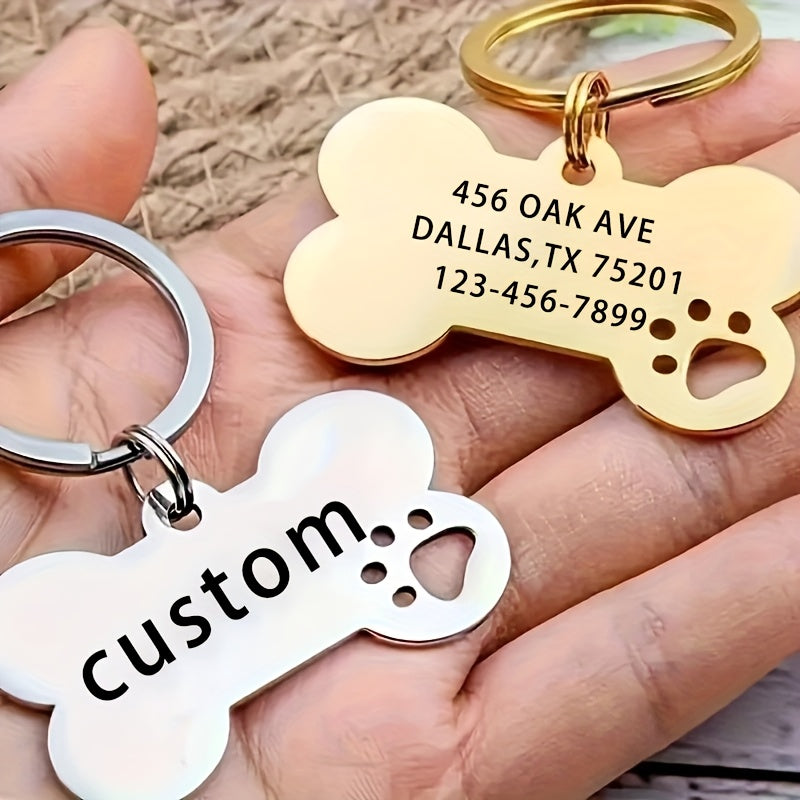 1pc, Custom Stainless Steel Dog Tag Pendant That Can Be Engraved with Your Pet'S Name, Phone Number, And ID. Available in Multiple Colors, This Durable Anti-Loss Pet Tag Is Perfect for Identification