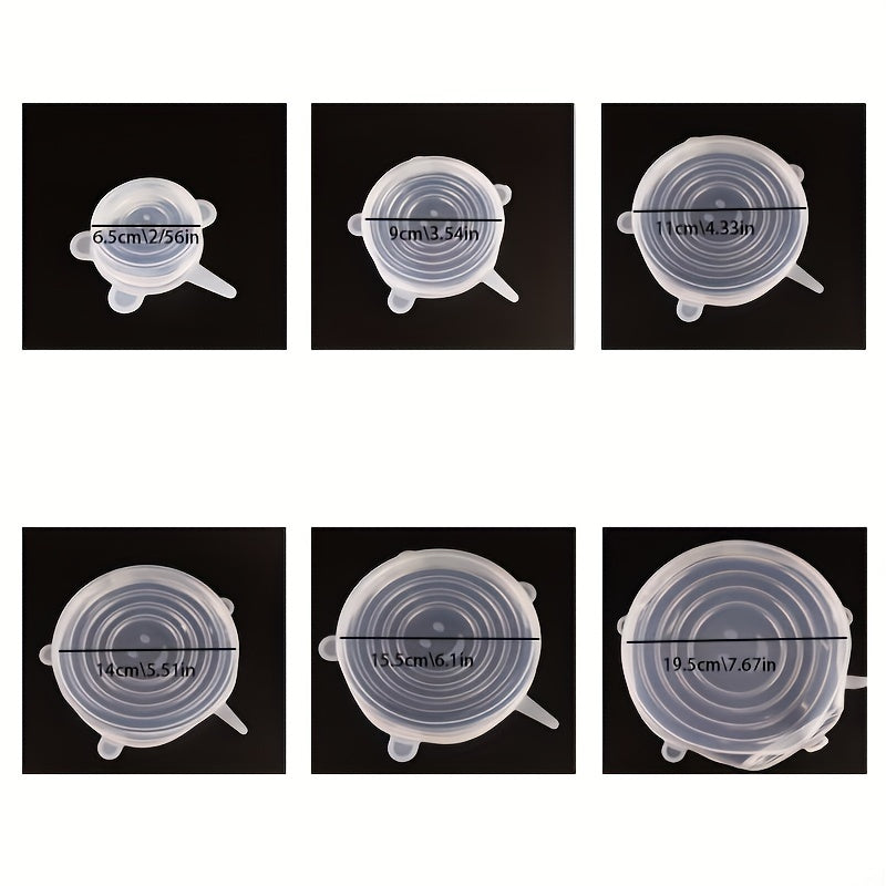 6pcs Silicone Elastic Cover Set - Reusable Food Covers for Bowls, Plates, And Pots - Microwave And Refrigerator Safe - Ideal for Fruits And Vegetables - Kitchen Storage Essentials, Christmas