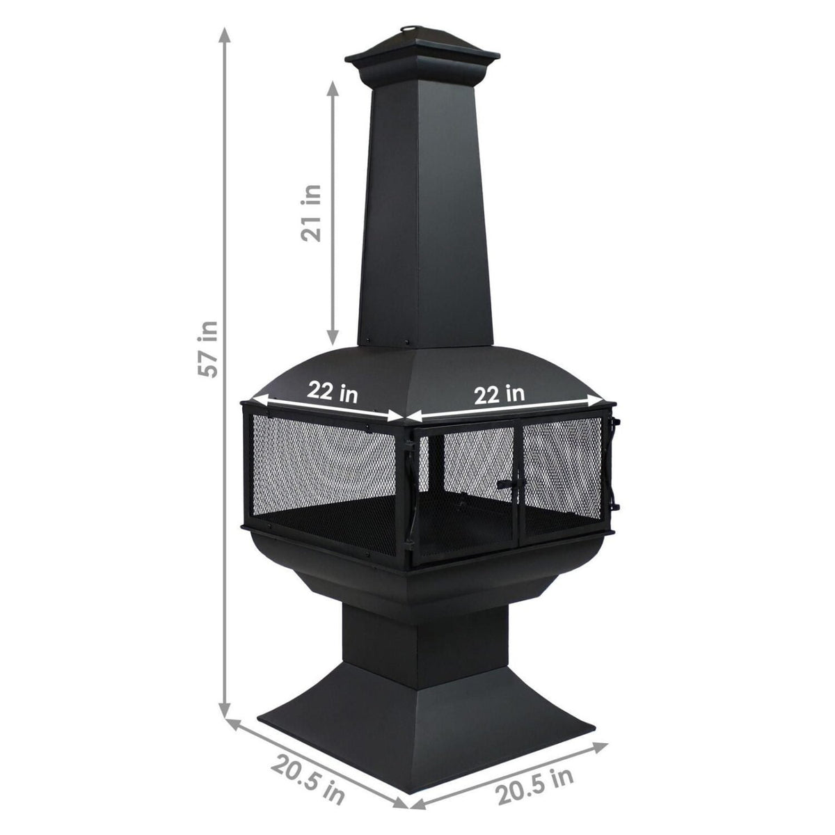 Sunnydaze 57″ 360-Degree View Steel Wood-Burning Chiminea with Grate, Poker, and Cover
