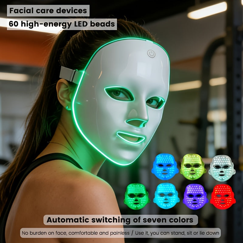 A 7-color Facial Mask Machine, Portable Facial Care Device, Home Beauty Care Tool, USB Charging, Suitable As A Gift For Girlfriend And Valentine'S Day Gift