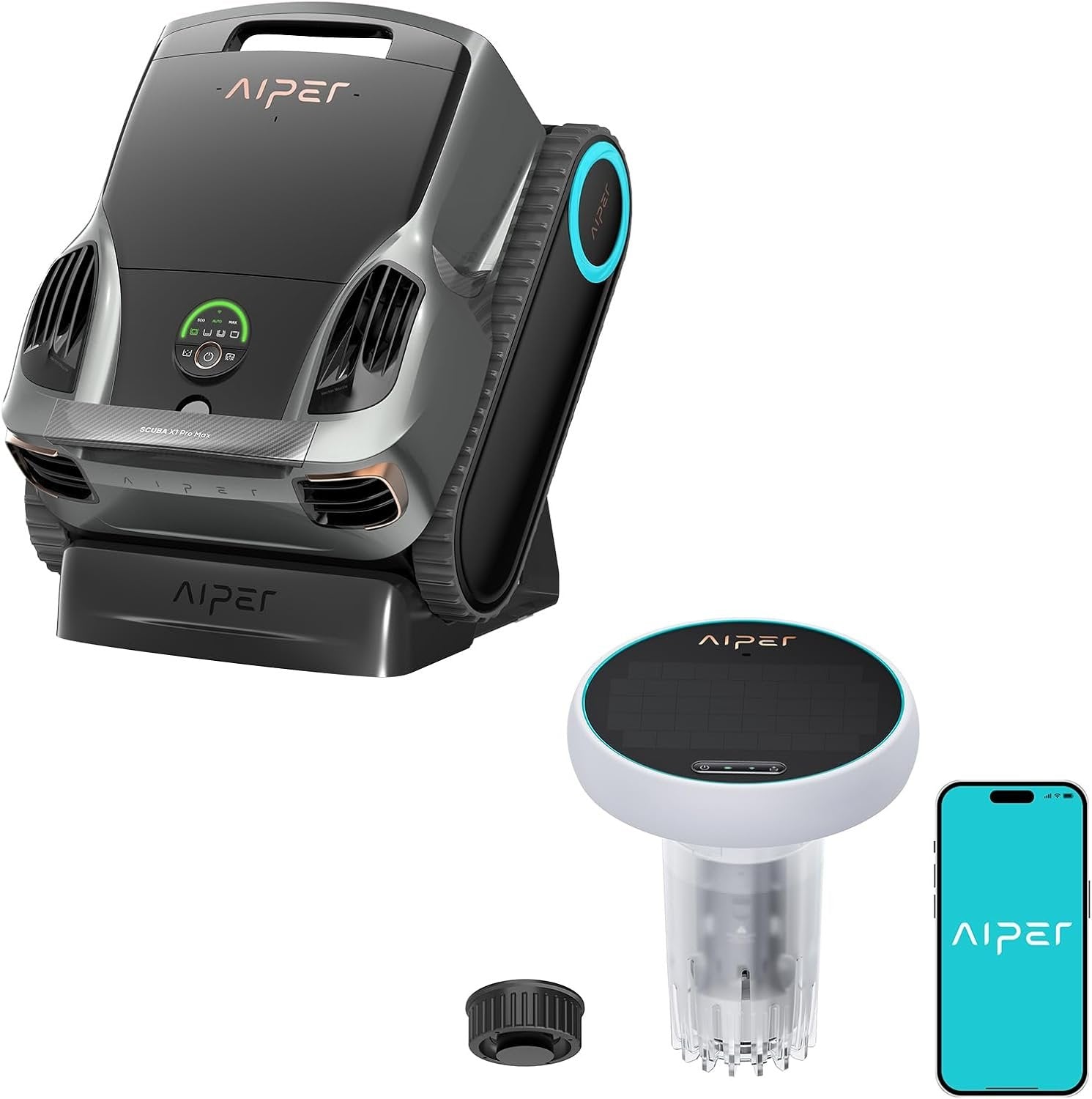 Aiper Scuba X1 Pro Max Pool Cleaner + HydroComm Pro Water Monitor Bundle