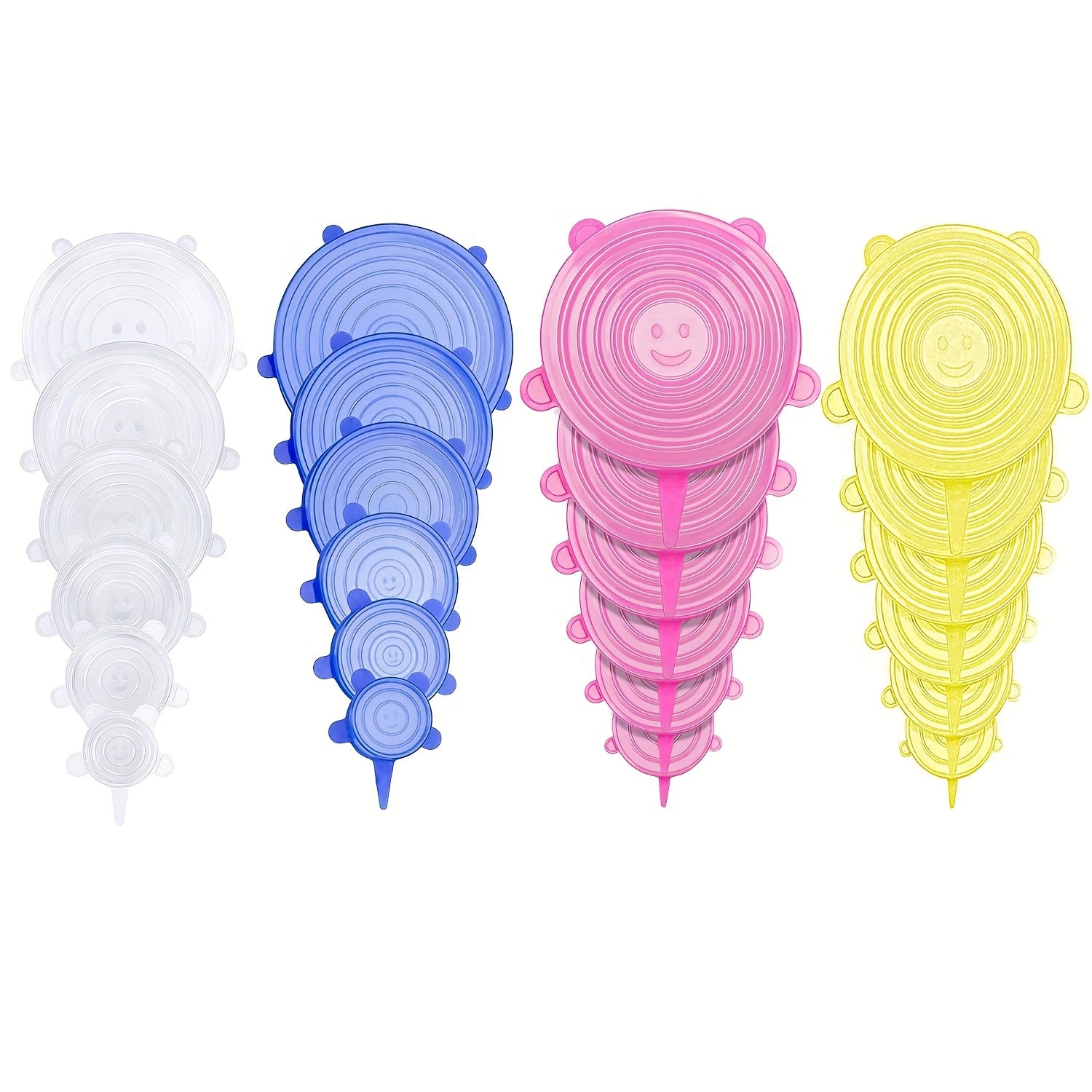 6pcs Set of Silicone Stretchable Round Food Storage LIDS, Durable And Reusable Food Storage LIDS, Suitable for Safe Storage of Bowls, Dishwashers And Refrigerators, Kitchenware Storage LIDS, 6 Different Sizes, Suitable for Most Containers