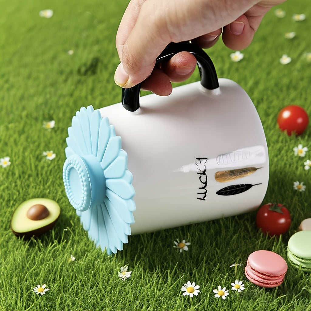 3pcs Heat-Resistant, Leakproof Sunflower Cup Lid Made of Food-Grade Silicone, Ideal for Mugs, Cups, Tea, Coffee - Reusable & Multipurpose, Must-Have Kitchen Accessory