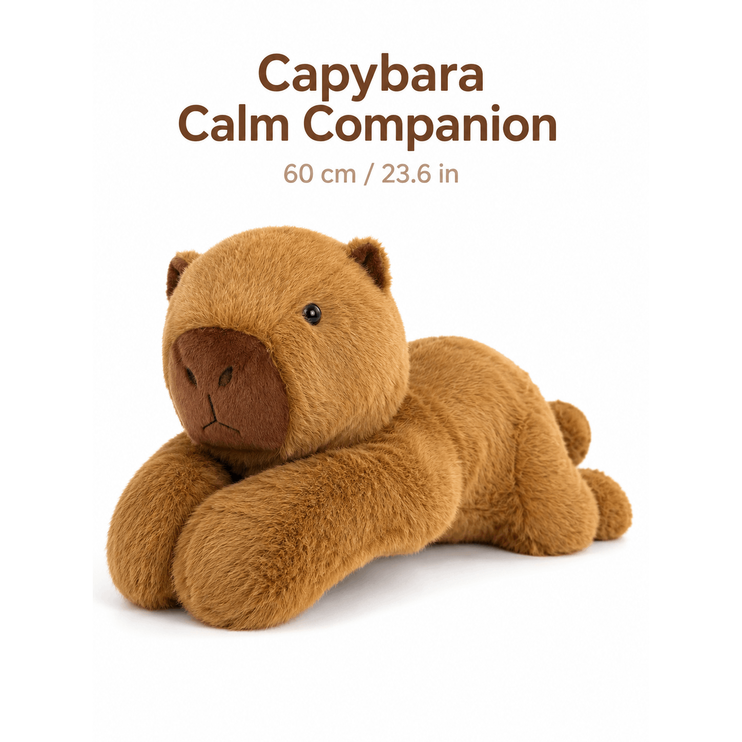 60cm Capybara Weighted Calm Panion Plushie – Soft Brown Capybara Plush with Long Paws, Large Animal Plush for Bedroom, Sofa, Chair, Travel, Room Décor & Gift Use Anti Anxiety DeStress Cuddly Soft Cute Viral