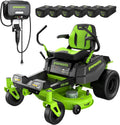 Greenworks 80V 42" CrossoverZ Zero Turn Riding Lawn Mower, (6) 6.0Ah Batteries and 600W Charger