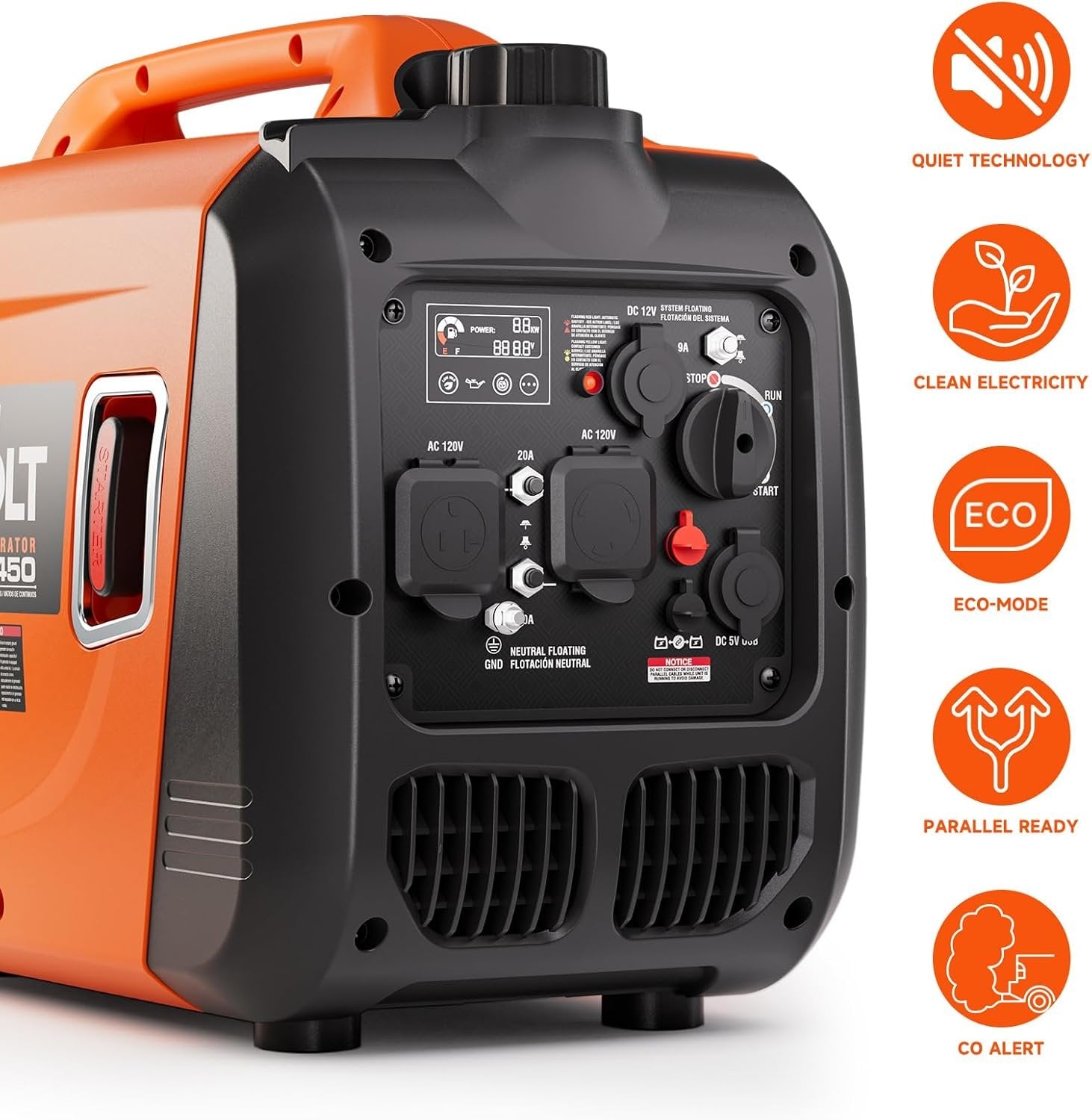 AIVOLT 11250W Dual Fuel Inverter Generator, Quiet Gas/Propane, Remote Start, ATS Ready