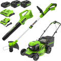 Greenworks 48V (24V x 2) Lawn Care Kit – 20" Mower, 12" Trimmer/Edger, 320 CFM Blower, Batteries Included