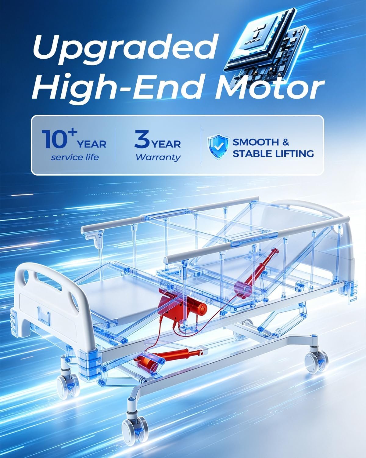 4 Function 600LBS Full Electric Hospital Bed, Beds for Home Use, Special Needs Medical Bed for Seniors with Mattress, Adjustable Hospital, Frame IV Pole, Medical Equipment Beds