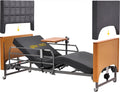 Electric Hospital Bed for Home Use – 5 Functions, Advanced German LIMOSS Motor, Ultra-Low 8.5"–25" Adjustable Height, Double Solid Wood Panels with Medical Overbed Table &amp; Foldable Rails
