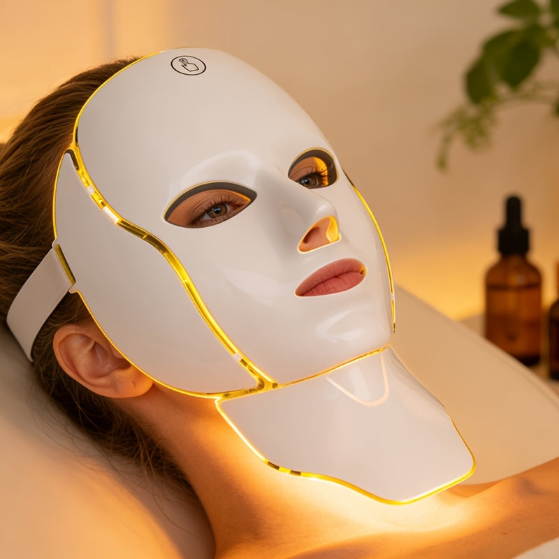 7-Color LED Beauty Facial Mask Device, Skincare Facial Equipment, Facial Skincare Tool, Face and Neck Care Instrument, USB Rechargeable, Gift for Girlfriend, Valentine's Day Gift, Mother's Day Gift