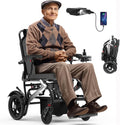 Electric Wheelchairs for Adults Foldable 36LBS Lightweight Frame Airline Approval,15 Miles Range, Max Support 350 LBS, 500W Brushless Motors with LED Light-Silver Color