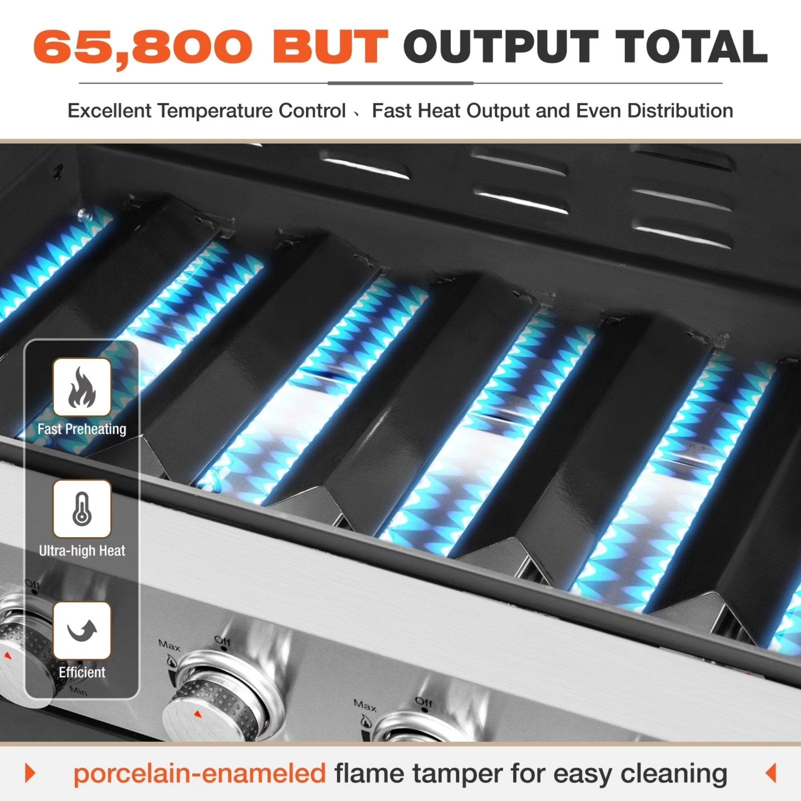6 Burner Propane Gas Grill with Side Burner Stainless Steel BBQ Grill