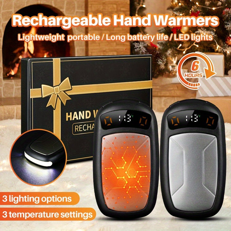 2 Packs Rechargeable Hand Warmers with COB Light, Portable Magnetic Electric Hand Warmers with 12hrs Warmth, Equipped with COB Lights, Provide High Lumen Lighting, Best Christmas Gifts, Winter Gifts for Women Men