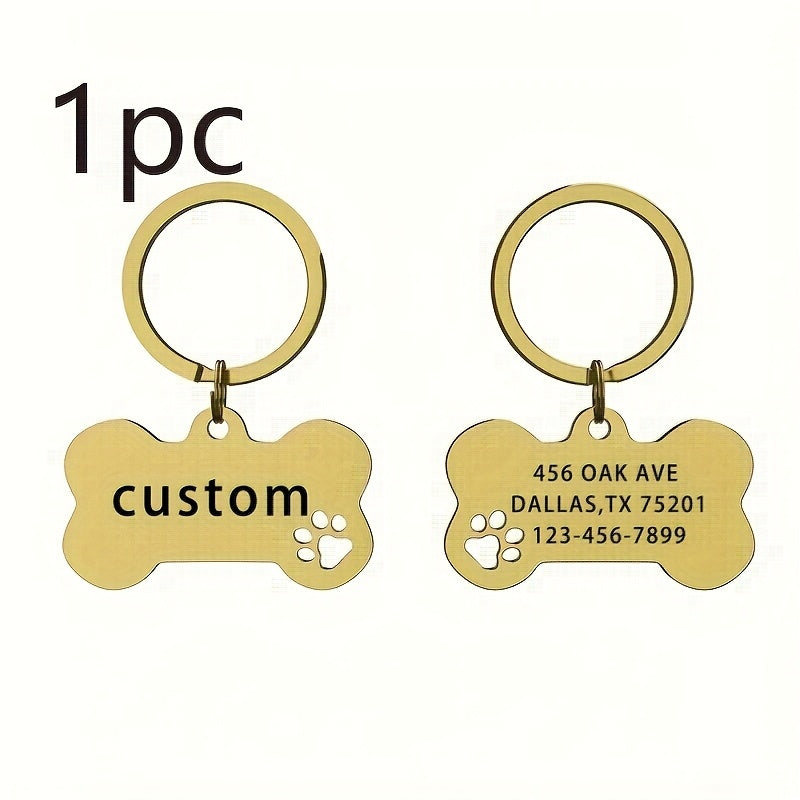 1pc, Custom Stainless Steel Dog Tag Pendant That Can Be Engraved with Your Pet'S Name, Phone Number, And ID. Available in Multiple Colors, This Durable Anti-Loss Pet Tag Is Perfect for Identification
