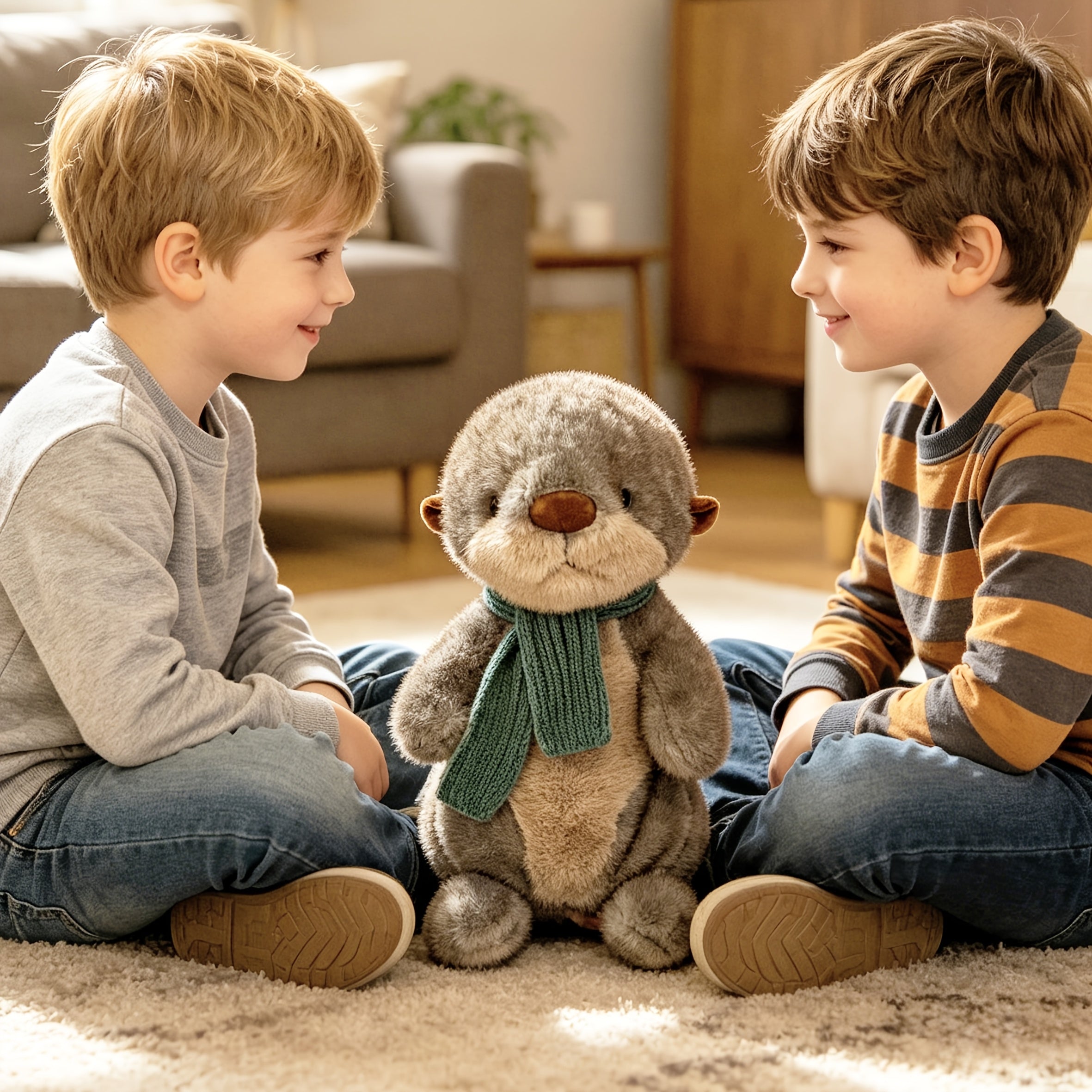 A Large-sized Plush Sea Otter Doll, Wearing A Scarf, With A Cute And Endearing Expression, Soft To The Touch, A Weighted Plush Toy, An Excellent Companion Gift, A Holiday Gift, A Surprising Birthday Gift.
