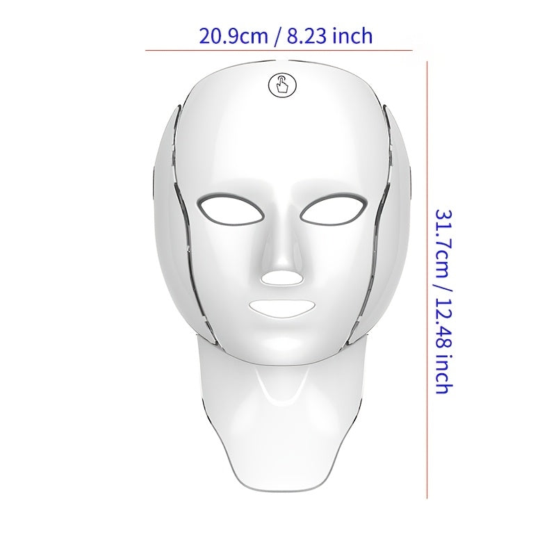 7-color Facial Mask Device, 138-LED Light Bead Mask Beauty Device, 7-in-1 Face + Neck Care Equipment, 7-mode Automatic Care Beauty Instrument, USB Charging, Portable Home Beauty Care Tool, Girlfriend's Gift And Valentine's Day Gift