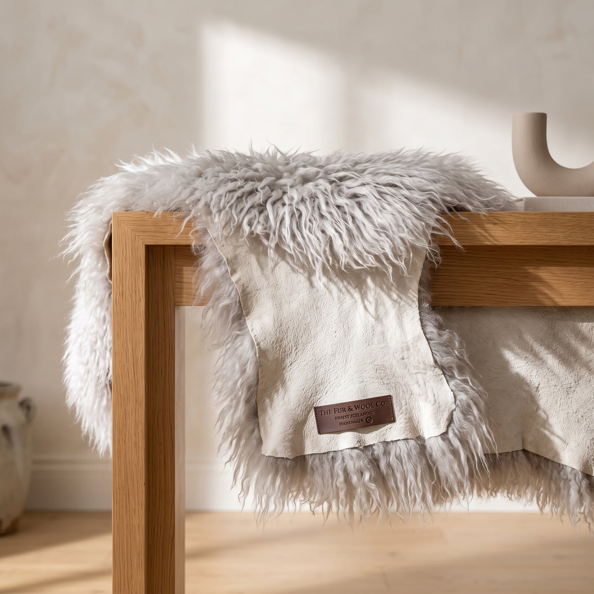 Genuine Ivory Sheepskin Rug – Multi-Pelt Shaggy Wool Area Rug