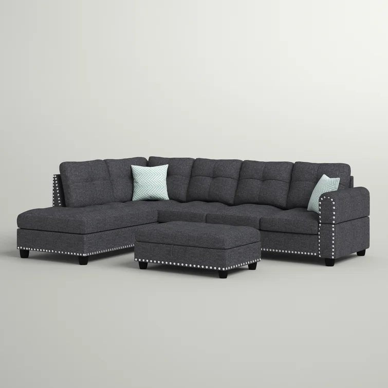 Alger 98" Wide Left Hand Facing Sofa & Chaise with Ottoman