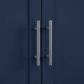 Tall Kitchen Storage Pantry Navy: Traditional Farmhouse Design, Wood Veneer, MDF Frame, 3 Adjustable Shelves