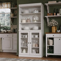 Solid Wood Tall Pantry Cabinet, 32" W x 71.5" H - Sage - Clear Glass