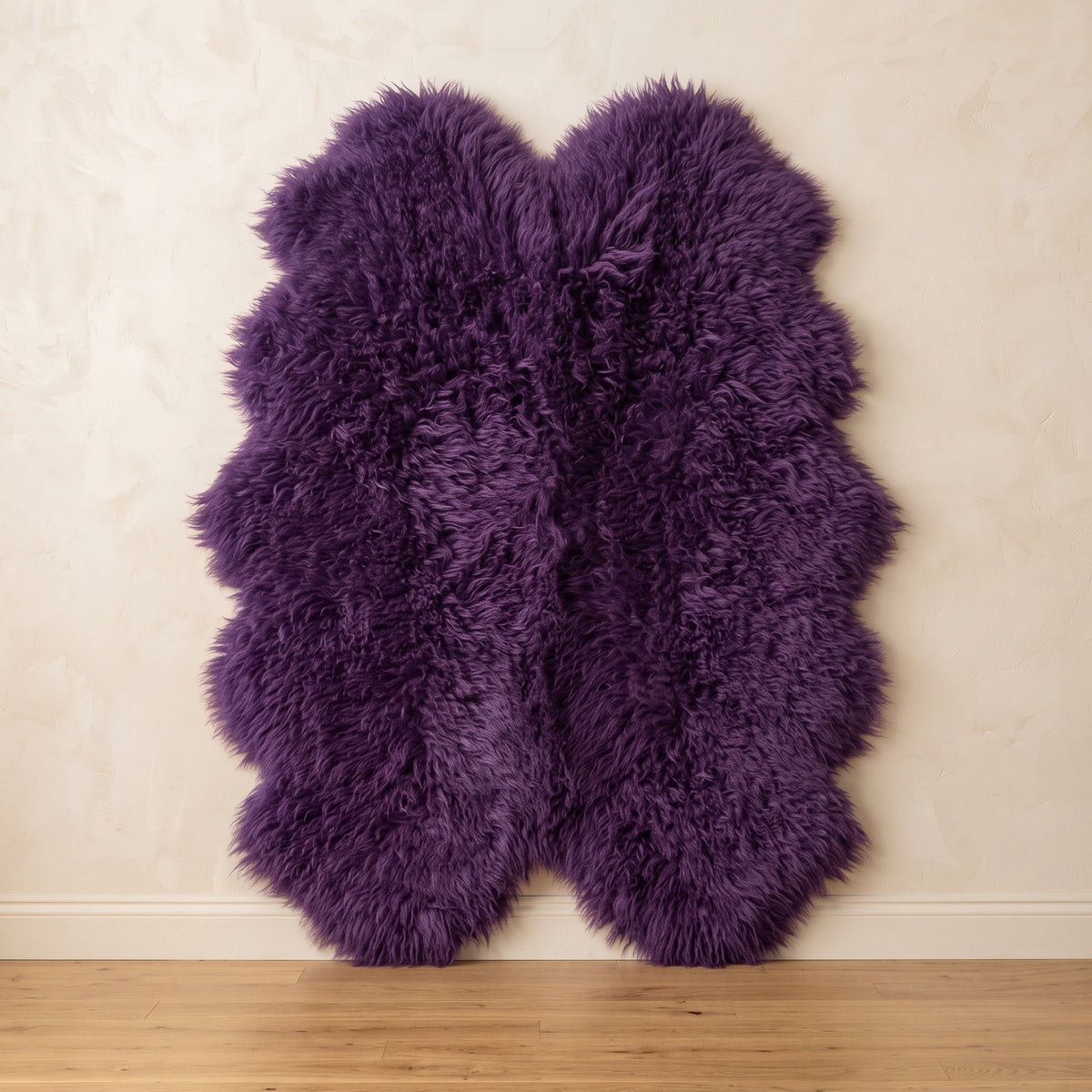 Genuine Purple Sheepskin Rug – Multi-Pelt Shaggy Wool Area Rug