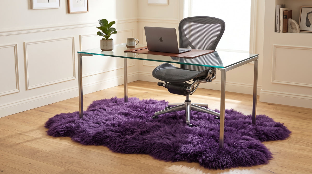Genuine Purple Sheepskin Rug – Multi-Pelt Shaggy Wool Area Rug