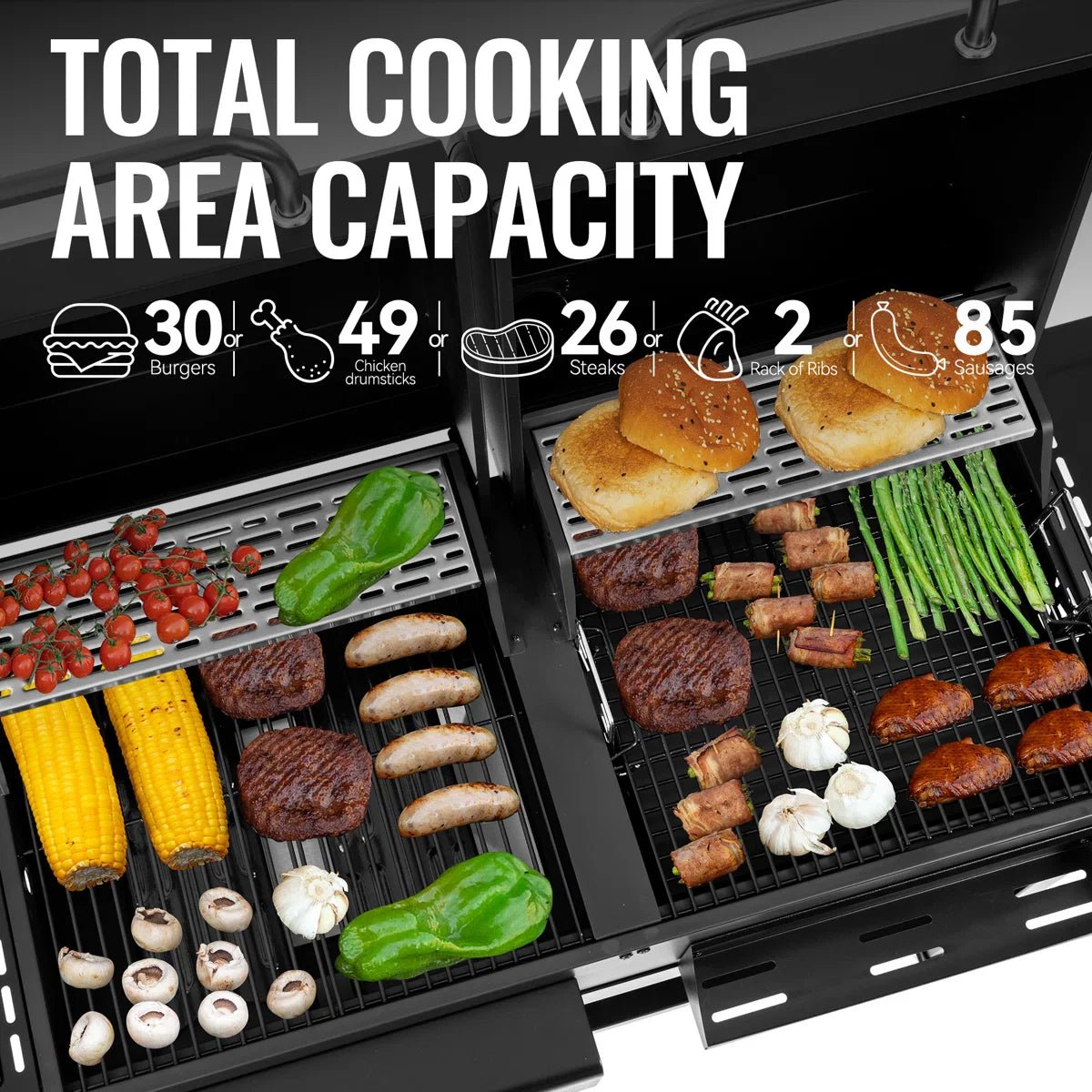 2-Burner Gas and Charcoal Combo Grill with Side Burner
