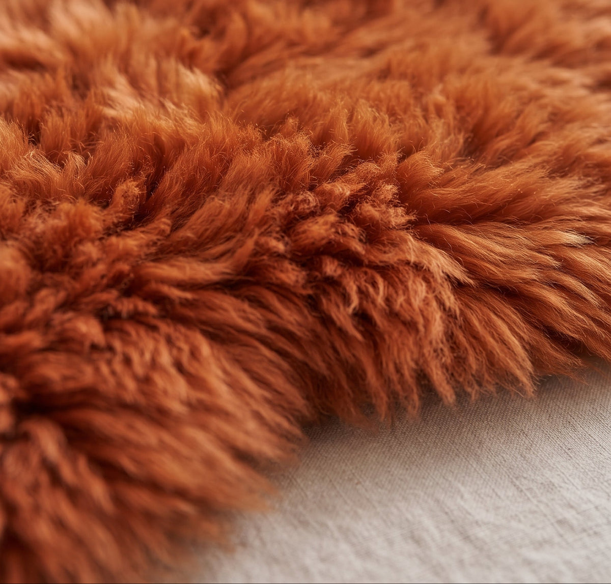 Genuine Burnt Orange Sheepskin Rug – Multi-Pelt Shaggy Wool Area Rug