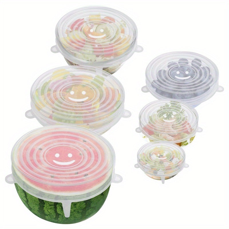 6pcs Set of Silicone Stretchable Round Food Storage LIDS, Durable And Reusable Food Storage LIDS, Suitable for Safe Storage of Bowls, Dishwashers And Refrigerators, Kitchenware Storage LIDS, 6 Different Sizes, Suitable for Most Containers