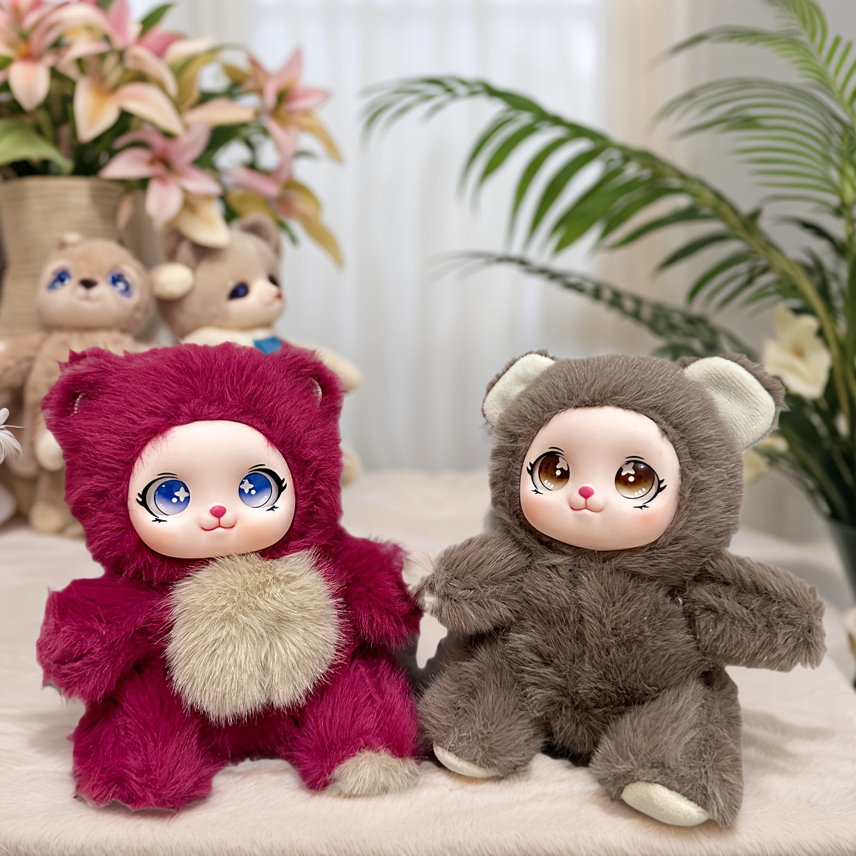 18Cm/7.09In Adorable Plush Toy, Bear/Lamb/Rabbit Optional, with Weighted Granules, Cute Stuffed Animal for Bedside And Desktop Decoration, Perfect Gift for Christmas, Birthday, Etc
