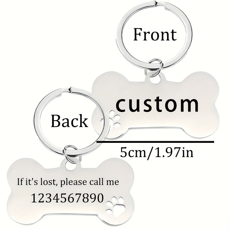 1pc, Custom Stainless Steel Dog Tag Pendant That Can Be Engraved with Your Pet'S Name, Phone Number, And ID. Available in Multiple Colors, This Durable Anti-Loss Pet Tag Is Perfect for Identification