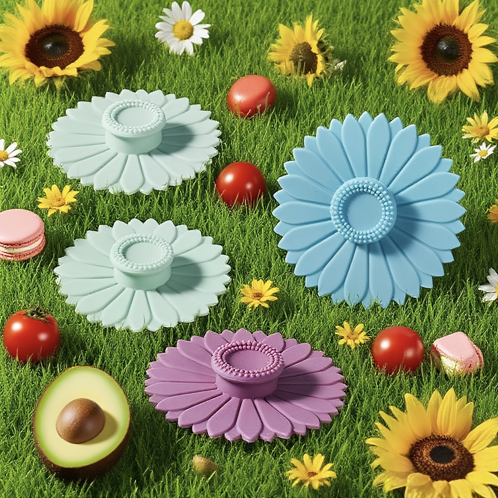 3pcs Heat-Resistant, Leakproof Sunflower Cup Lid Made of Food-Grade Silicone, Ideal for Mugs, Cups, Tea, Coffee - Reusable & Multipurpose, Must-Have Kitchen Accessory