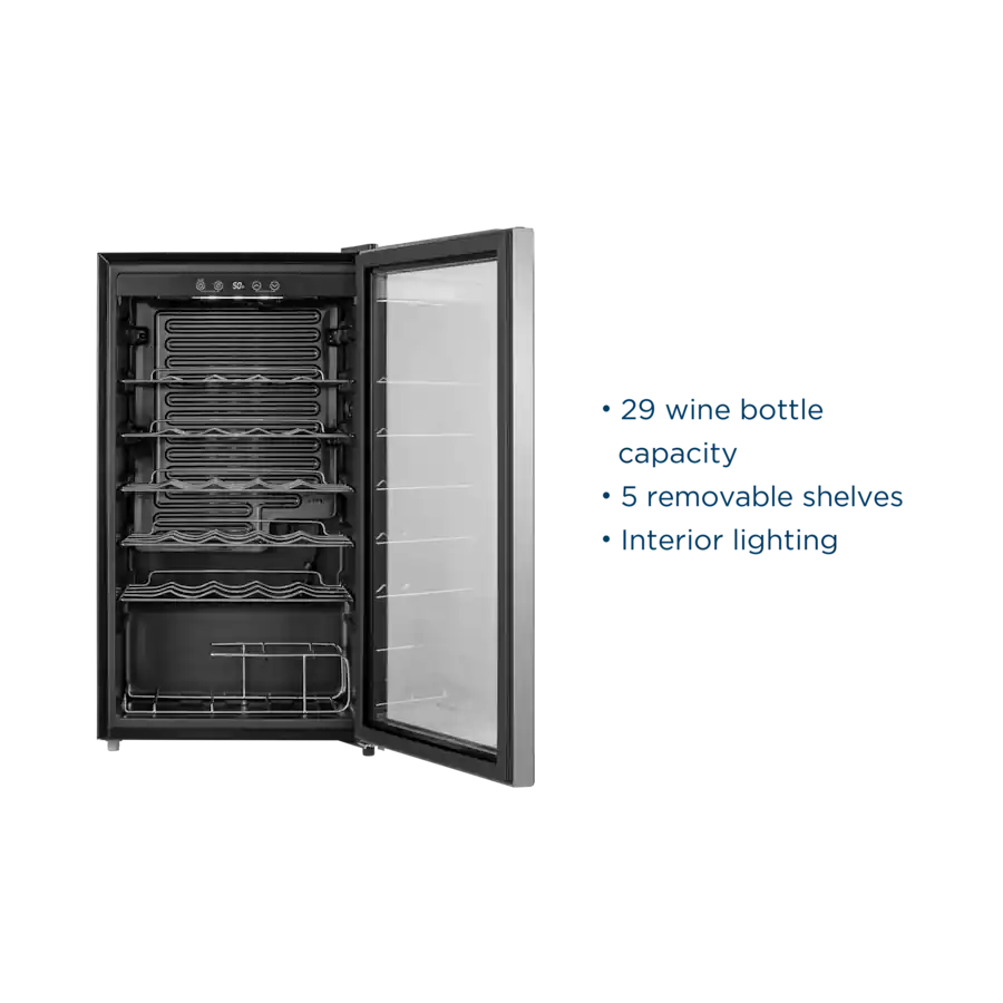 29 Bottle Wine Cooler with ENERGY STAR Certification - Stainless Steel Look