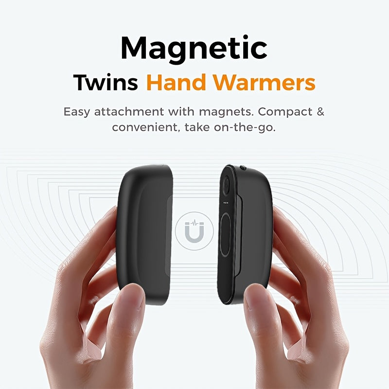 2pcs Magnetic Suction Hand Warmers | Portable and Compact, Intelligent Temperature Control, Ultra Long Battery Life, USB Rechargeable, Easy to Carry, Perfect Gift
