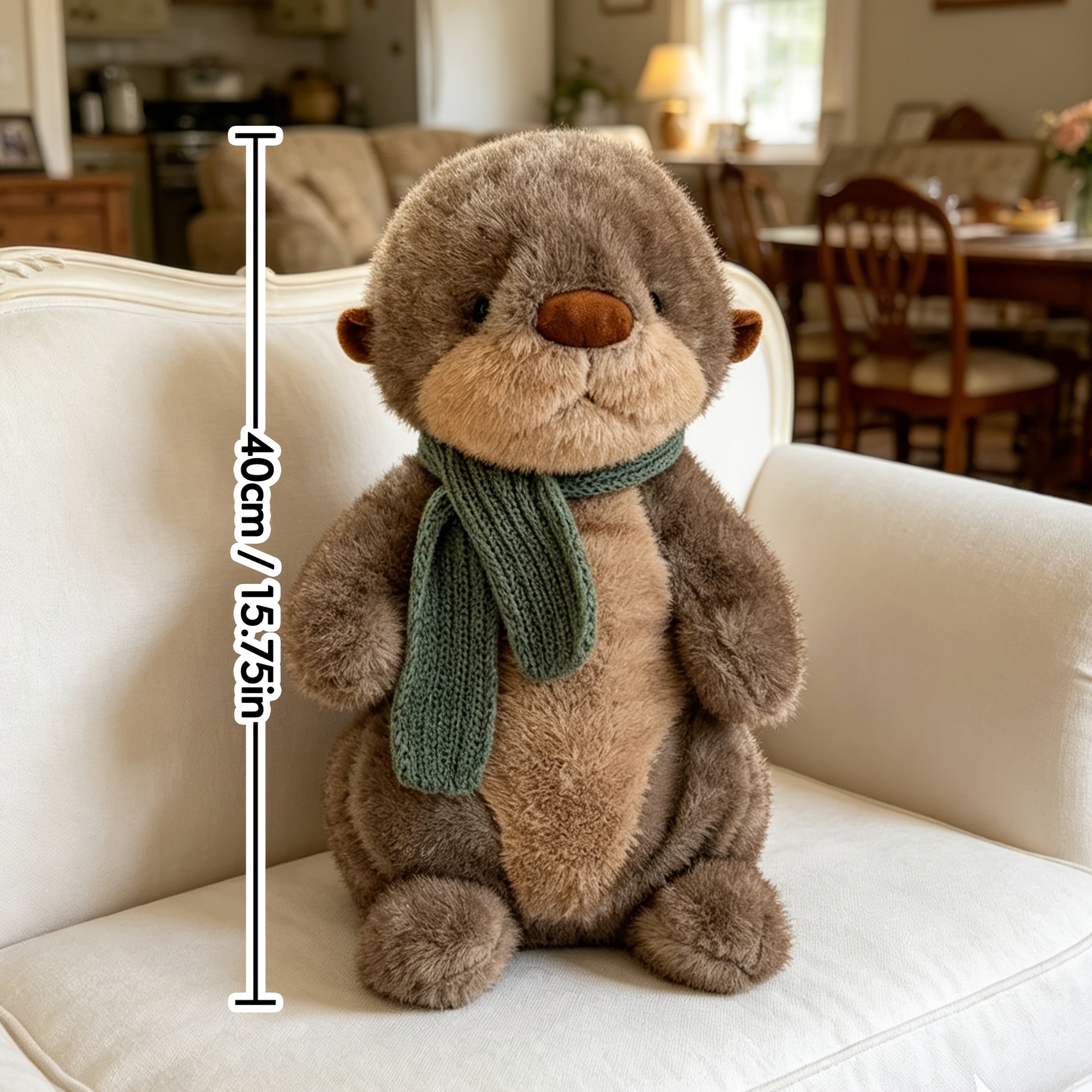A Large-sized Plush Sea Otter Doll, Wearing A Scarf, With A Cute And Endearing Expression, Soft To The Touch, A Weighted Plush Toy, An Excellent Companion Gift, A Holiday Gift, A Surprising Birthday Gift.
