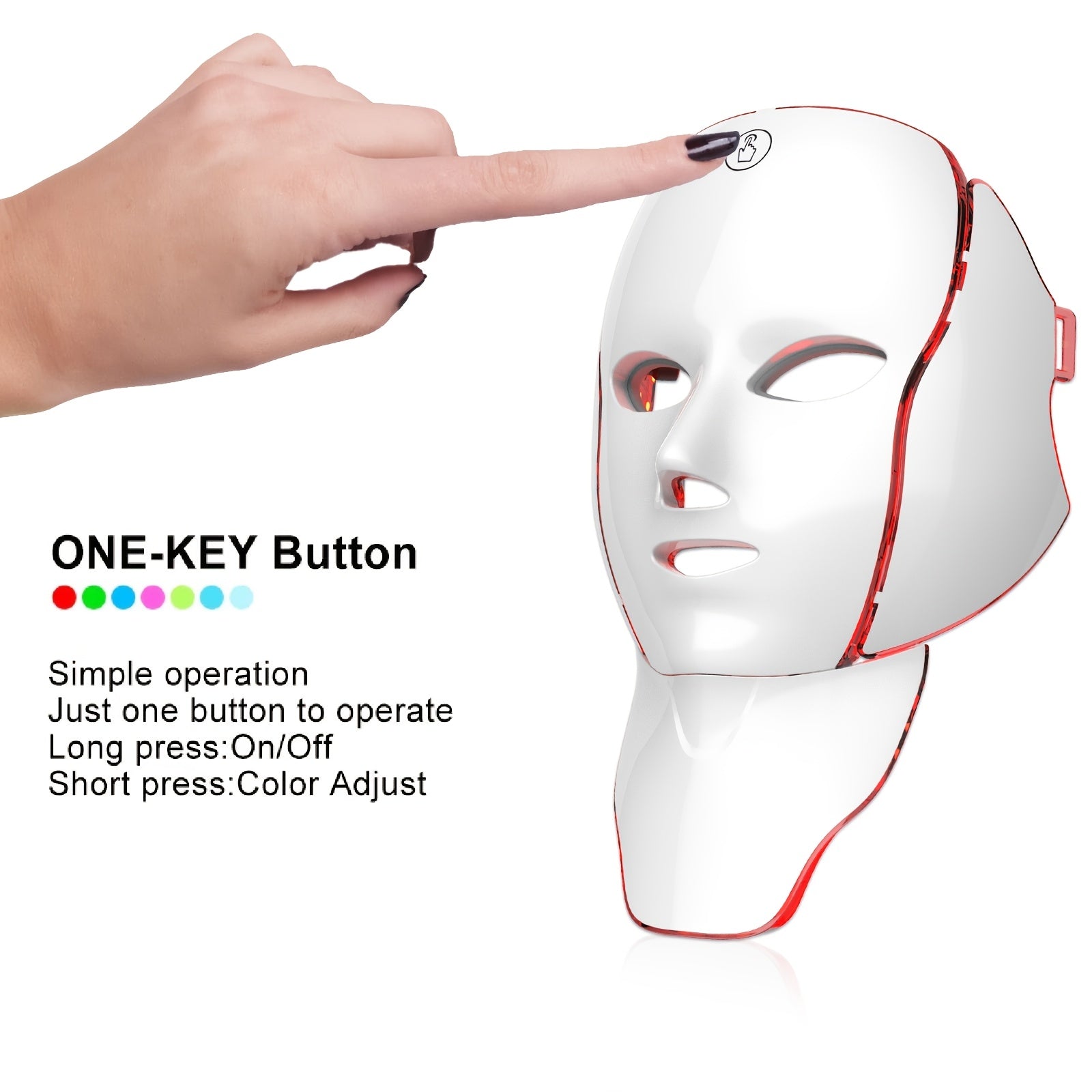 7-color Facial Mask Device, 138-LED Light Bead Mask Beauty Device, 7-in-1 Face + Neck Care Equipment, 7-mode Automatic Care Beauty Instrument, USB Charging, Portable Home Beauty Care Tool, Girlfriend's Gift And Valentine's Day Gift