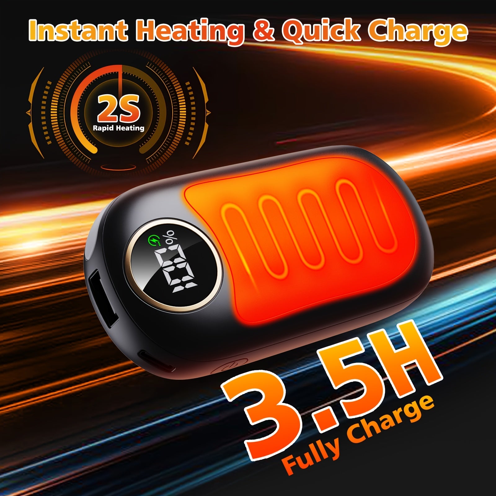 2 Pack Hand Warmers Rechargeable, Dual-Sided Electric Hand Warmer with Power Bank, LED Light, 36Hrs Warmth, 4 Levels Portable Pocket Heater Reusable Handwarmer, Gifts for Men, Women