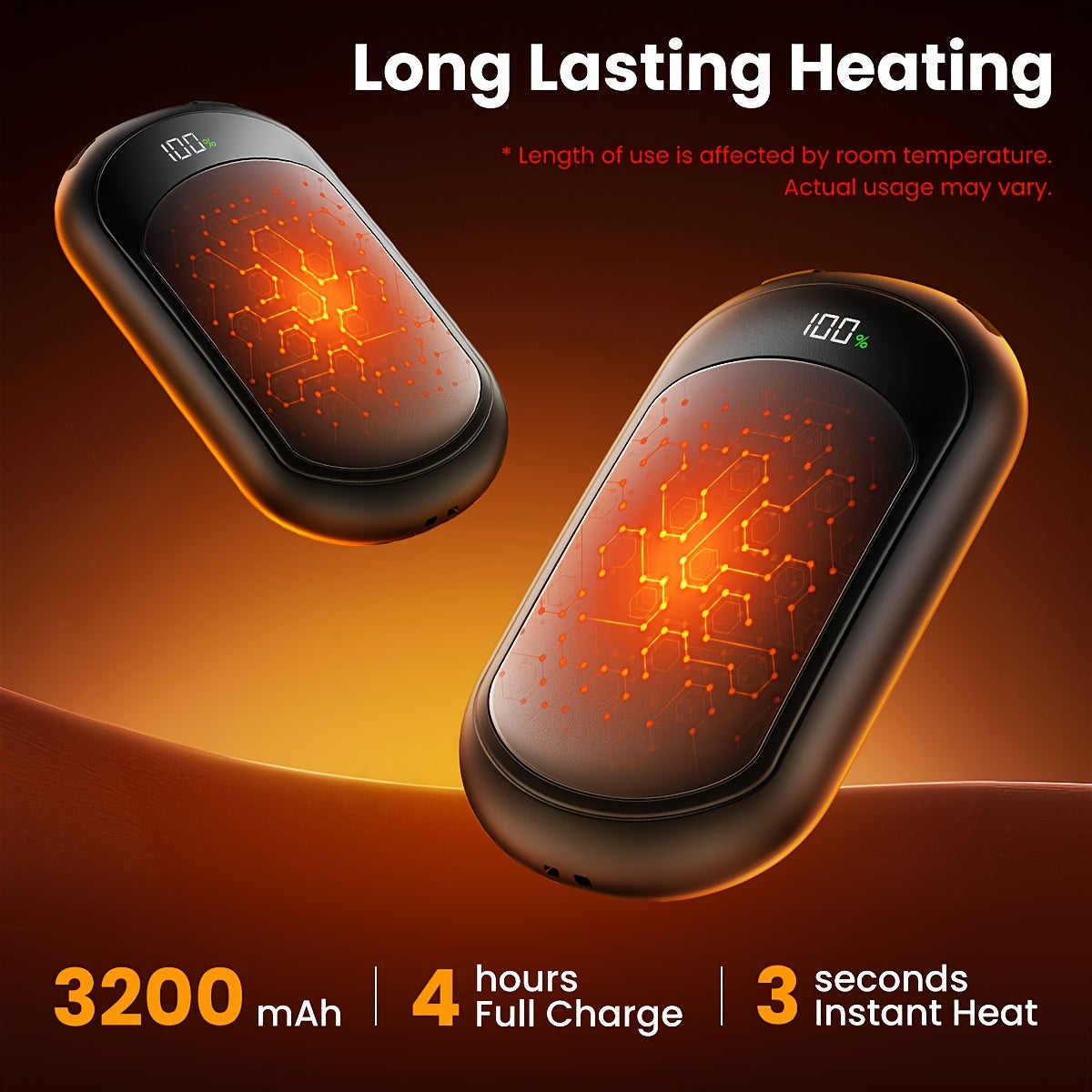 2 Pack Rechargeable Hand Warmers, Fast Heating, 3 Adjustable Modes, Portable Magnetic Electric Hand Warmer For 20 Hours Of Warmth, Dual-Sided Pocket Heating -Perfect For Outdoor Activities And Winter Gifts To Women & Men 3200mah